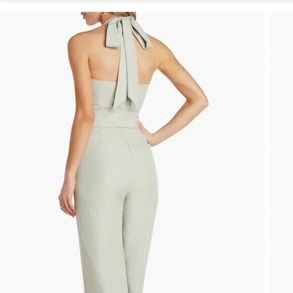 Willow NWOT Green Victor Halter Neck Tie Waist Jumpsuit Size M - Picture 6 of 6